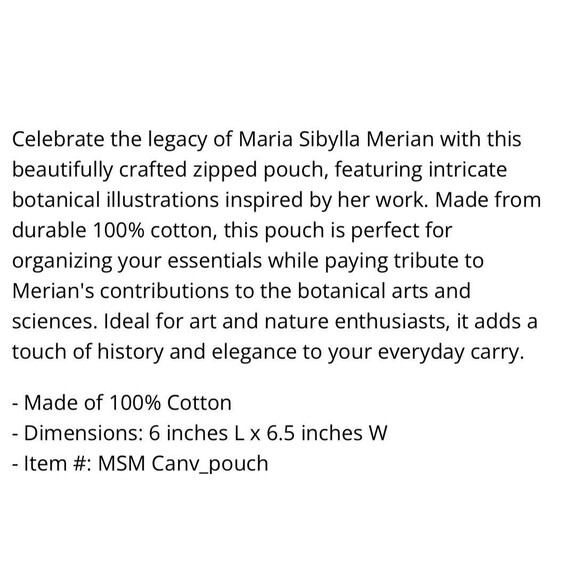 Maria Sibylla Merian Botanical Artwork Zipper Pouch Goldfinch Poppy Travel Bag - Picture 3 of 4